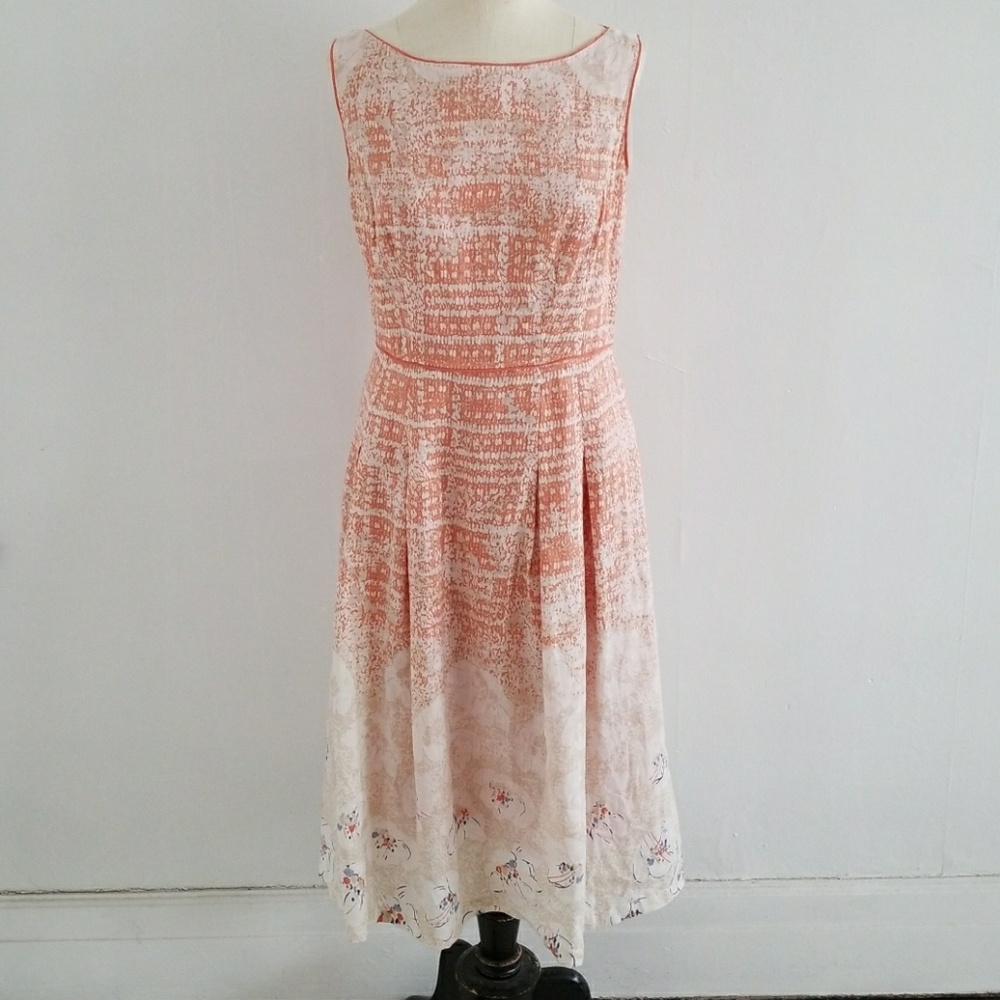 ELIE TAHARI linen peach and floral sundress